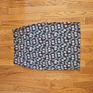 Bodycon skirt tulip print XS pink, green and gray
